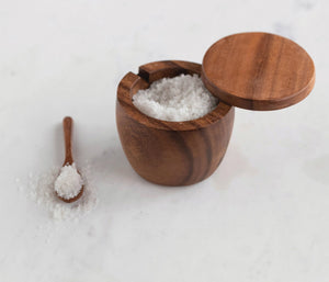 Acacia Wood Salt Cellar with Spoon