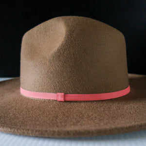 Coral Pink Leather Hat Band